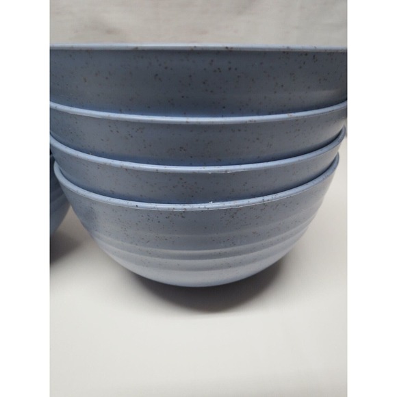 Set of 8 Unbreakable Wheat Straw Cereal Bowls - Blue Speckle - BPA Free - Picture 2 of 5